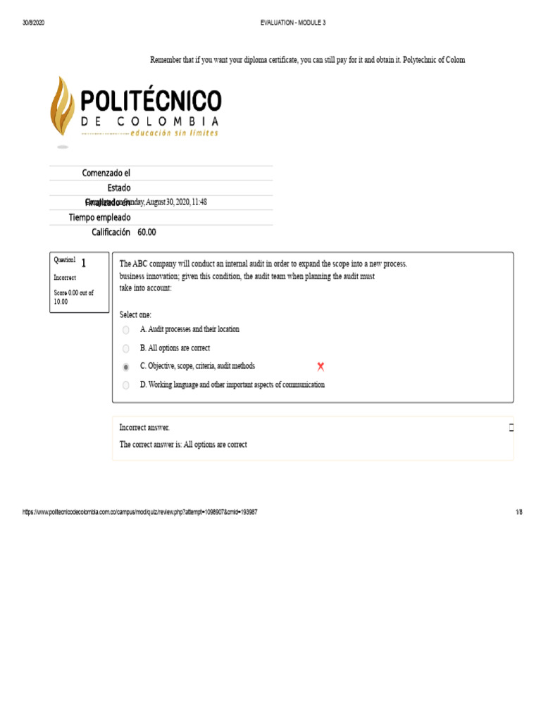 Audit Evaluation Module 3 Review | PDF | Audit | Evaluation