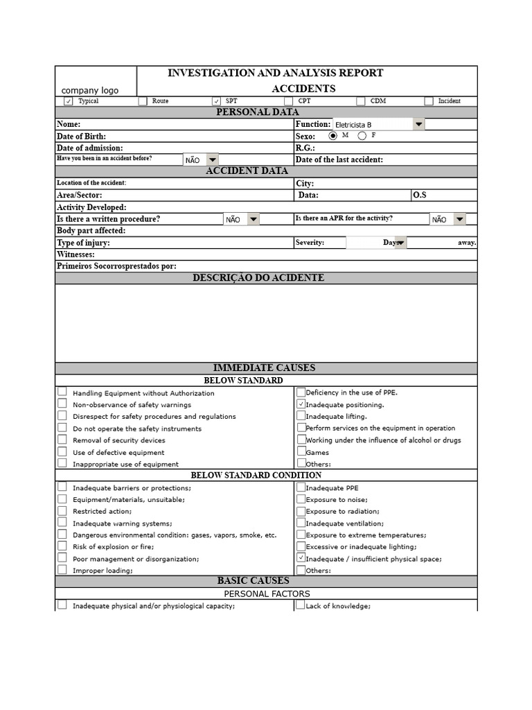 Accident Investigation Report Model | PDF | Accidents | Personal ...