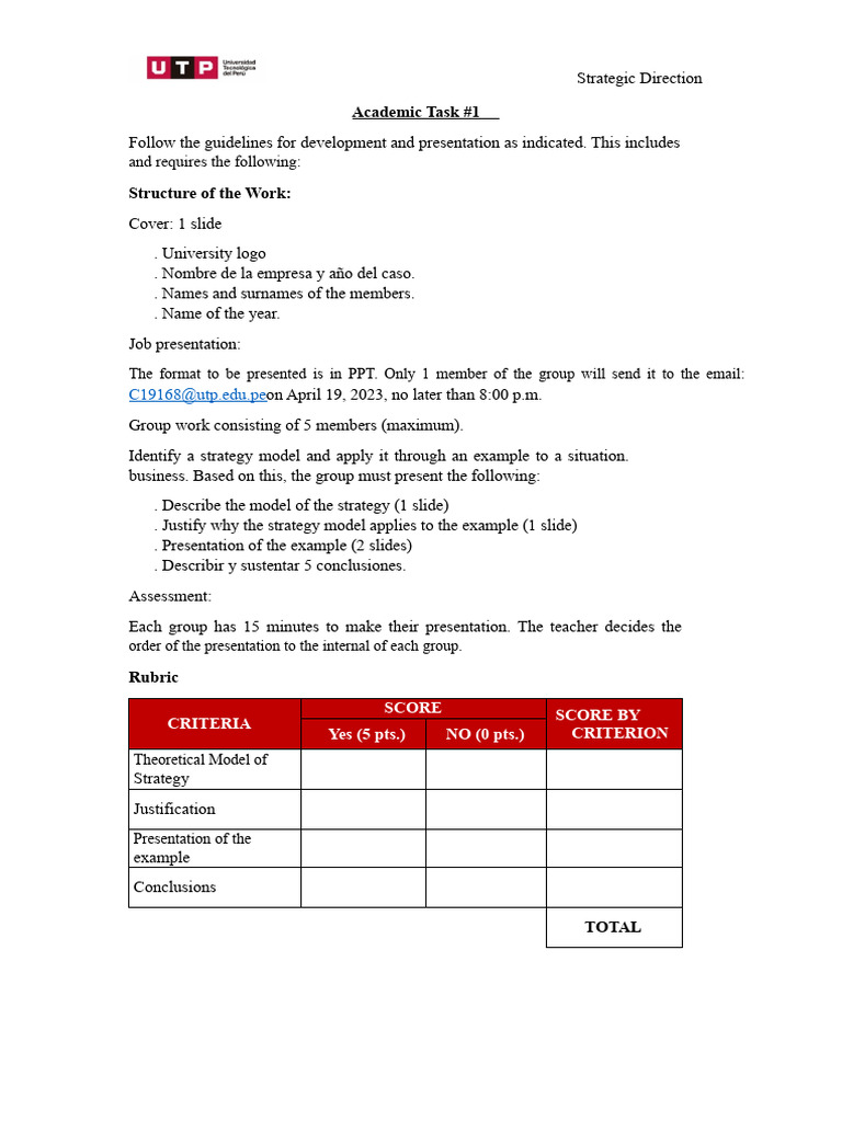 Academic Task #1: and Requires The Following | PDF