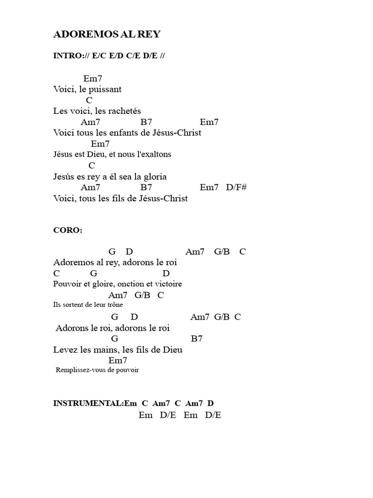 Adorons le Roi : Chanson de Louange | PDF