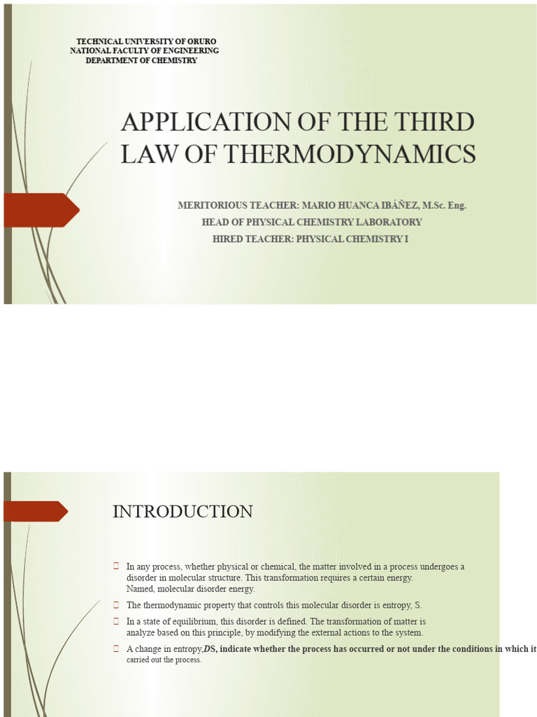Application of The Third Law of Thermodynamics | PDF | Temperature ...