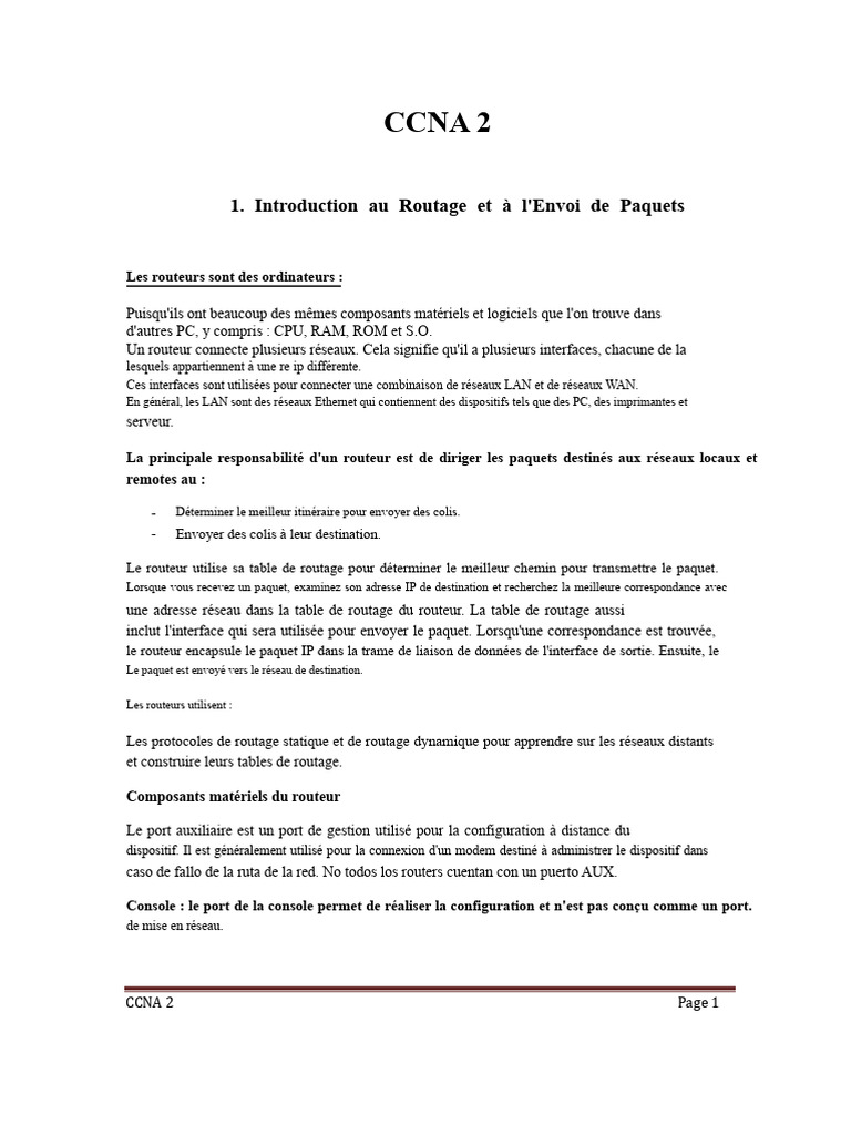 Introduction au Routage et aux Routeurs CCNA | PDF | Routage | Adresse IP