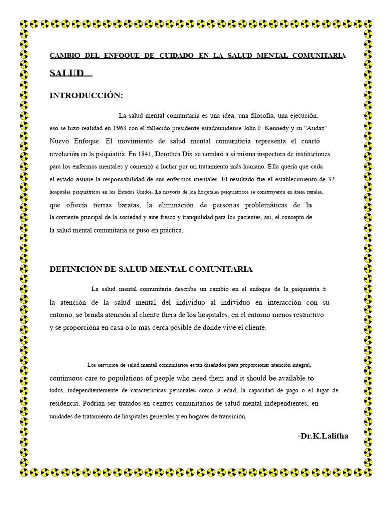 Cambio de Enfoque en El Cuidado de La Salud Mental Comunitaria | PDF ...