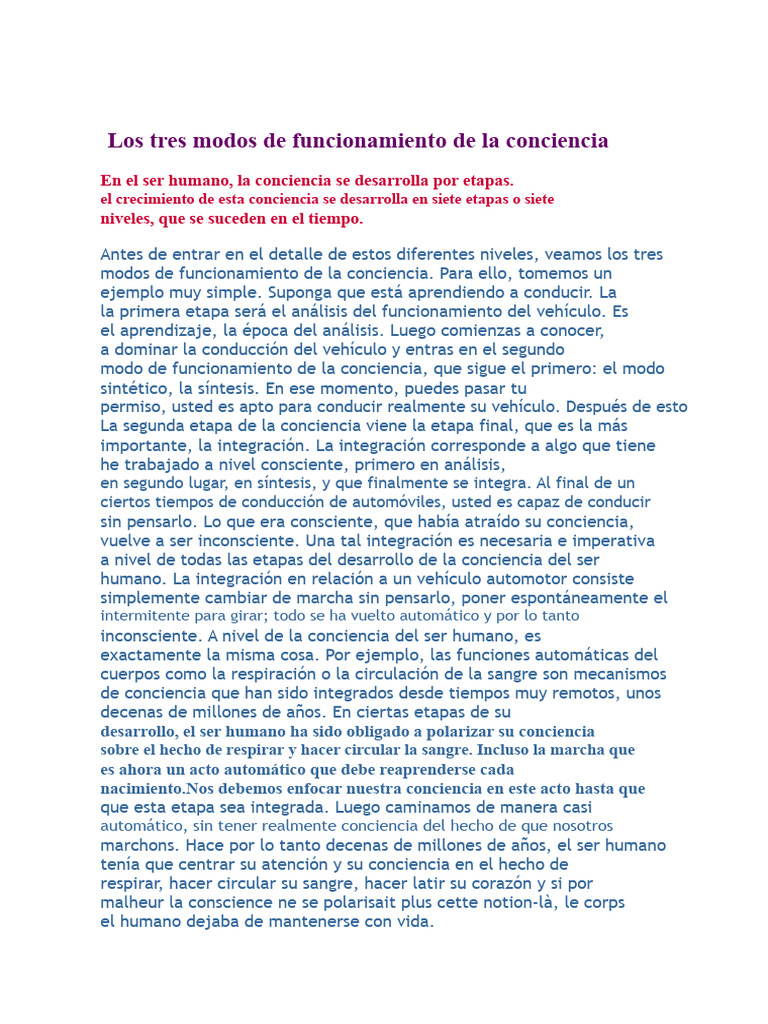 Modos y niveles de la conciencia humana | PDF | Amor | Mente