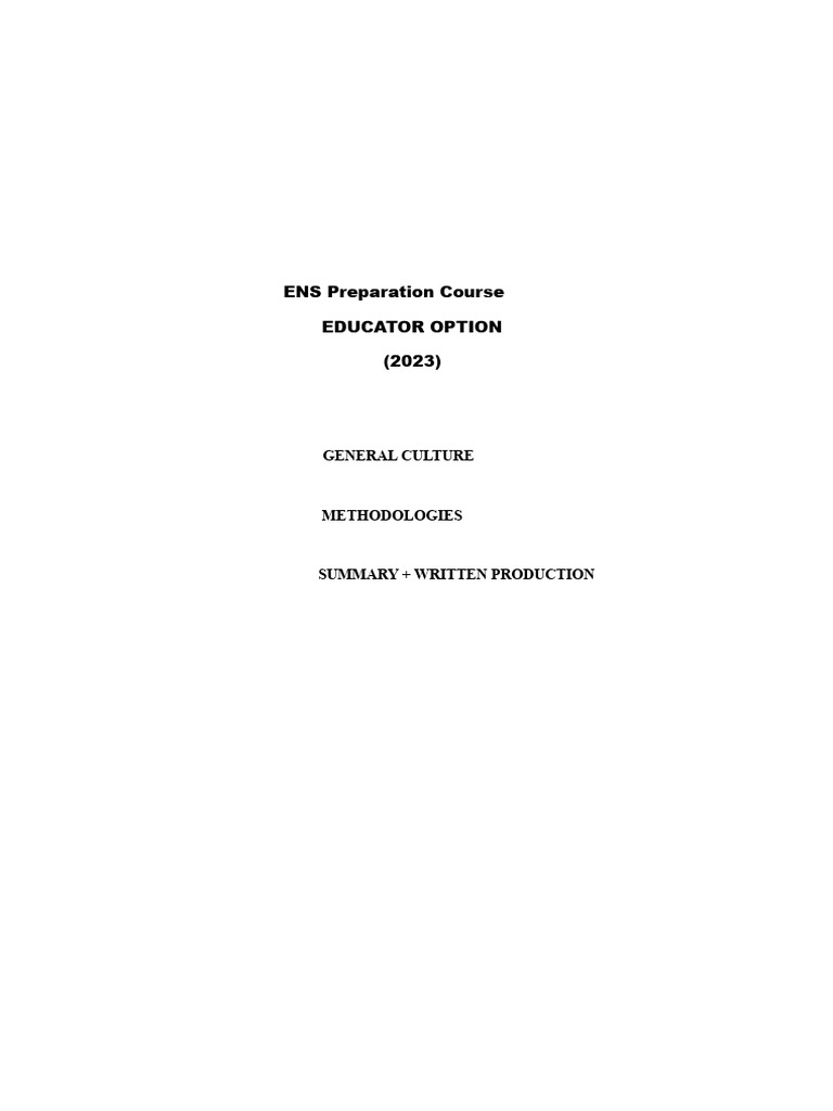 Preparatory Course Ens Option Educator | PDF | Thought | Reason