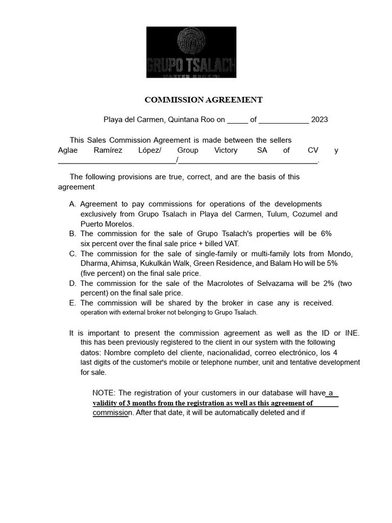 Draft Commission Agreement. Esp - Final - 8.02.23 | PDF