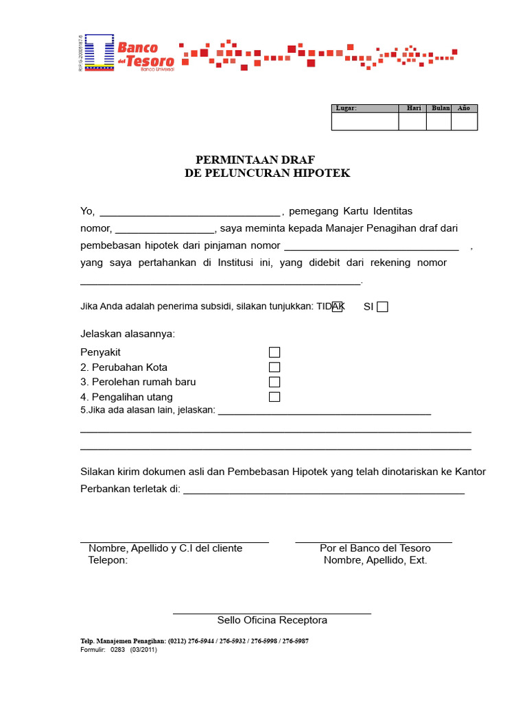 Permohonan Draf Pembebasan Hipotek | PDF