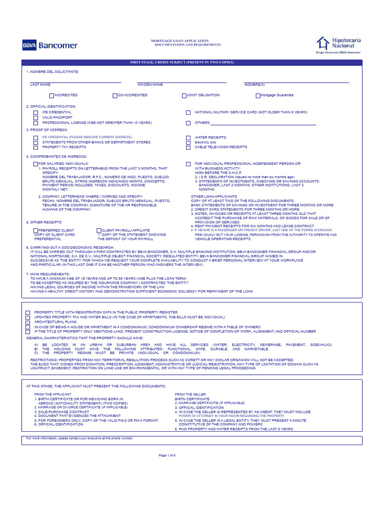 Mortgage Credit Application Documentation and Requirements | PDF ...