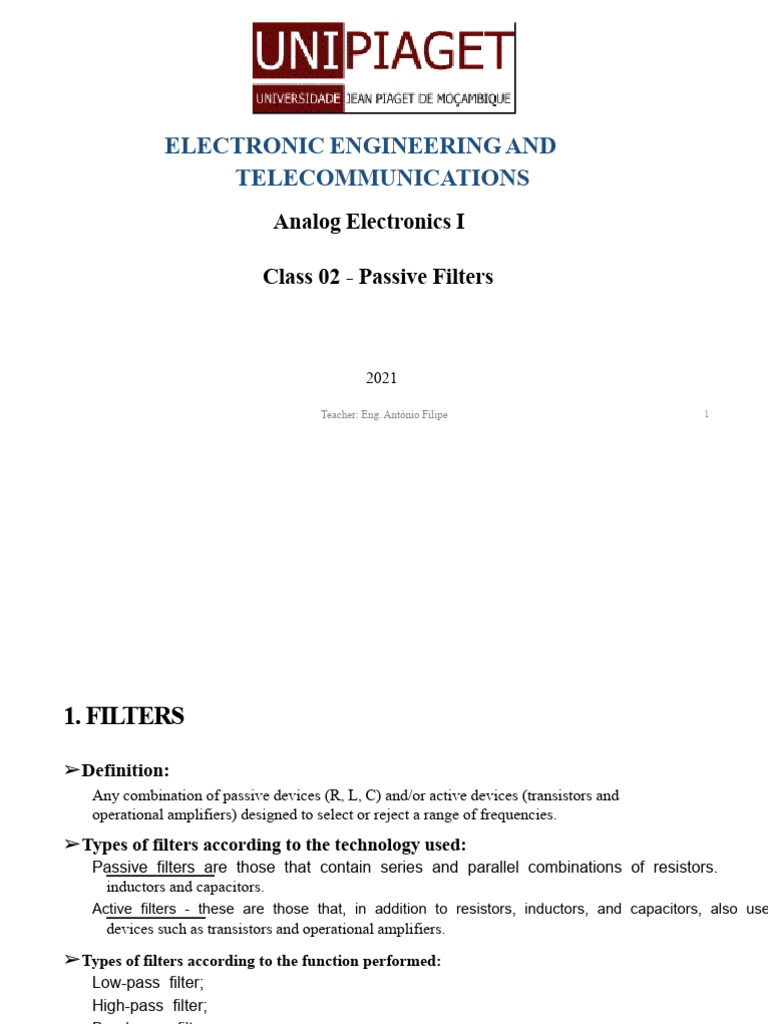 Passive Filters in Electronics | PDF | Electronic Filter | Low Pass Filter