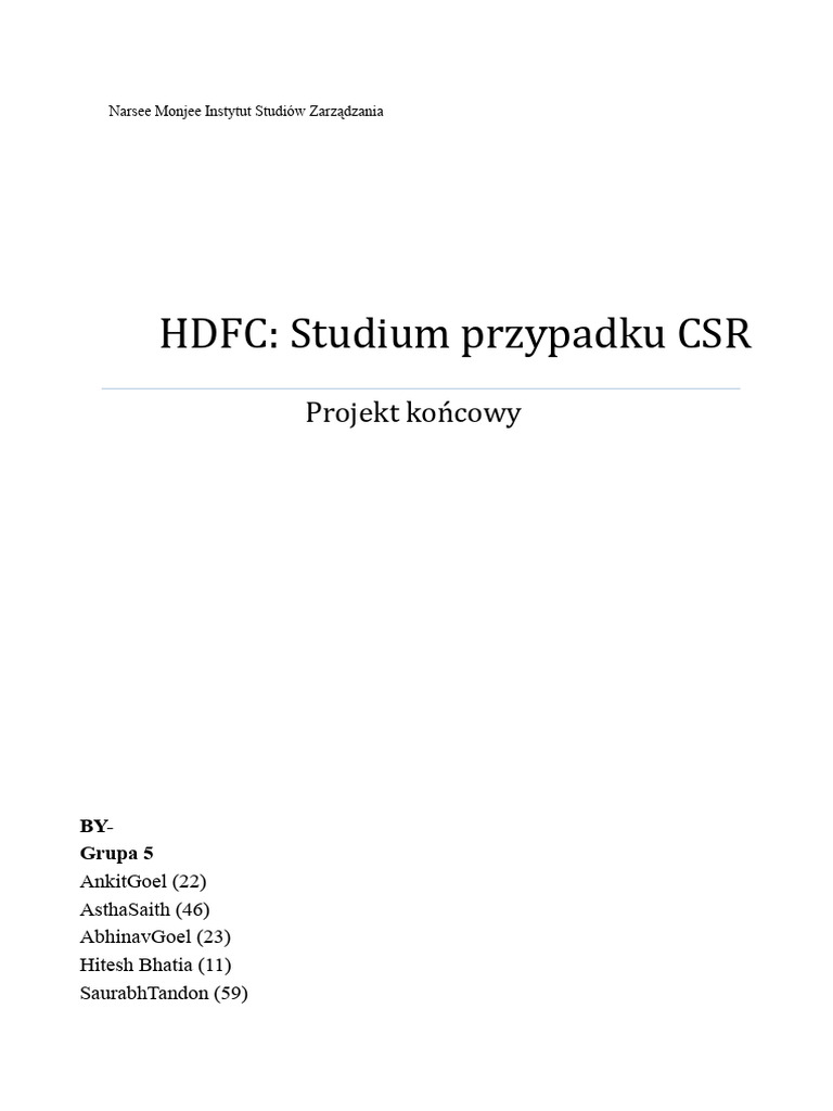 Strategie CSR HDFC | PDF