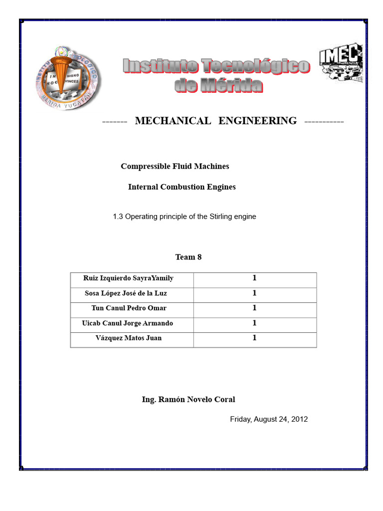 Principle of Operation of The Stirling Engine | PDF | Engines | Energy ...