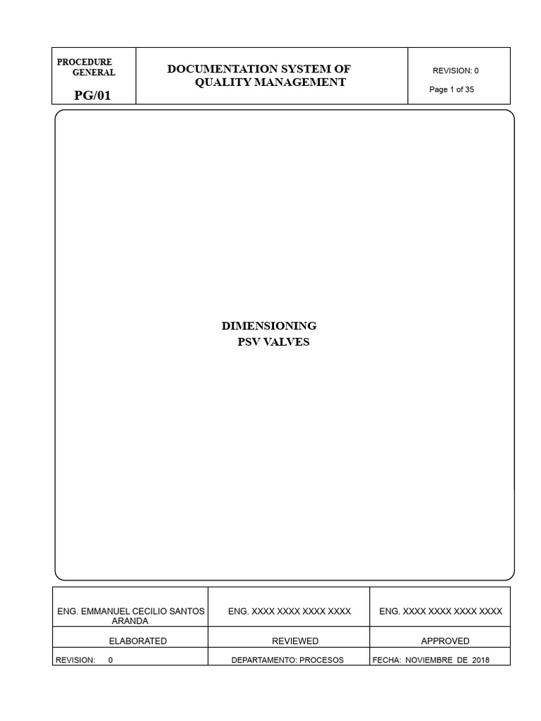 PG - 01 - Rev - 0 (PSV Valve) | PDF | Pressure | Liquids