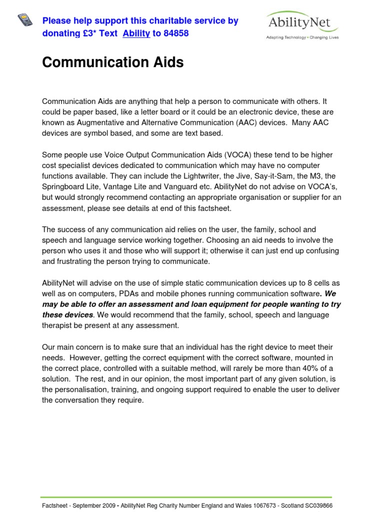 Communication Aids PDF Computing Communication