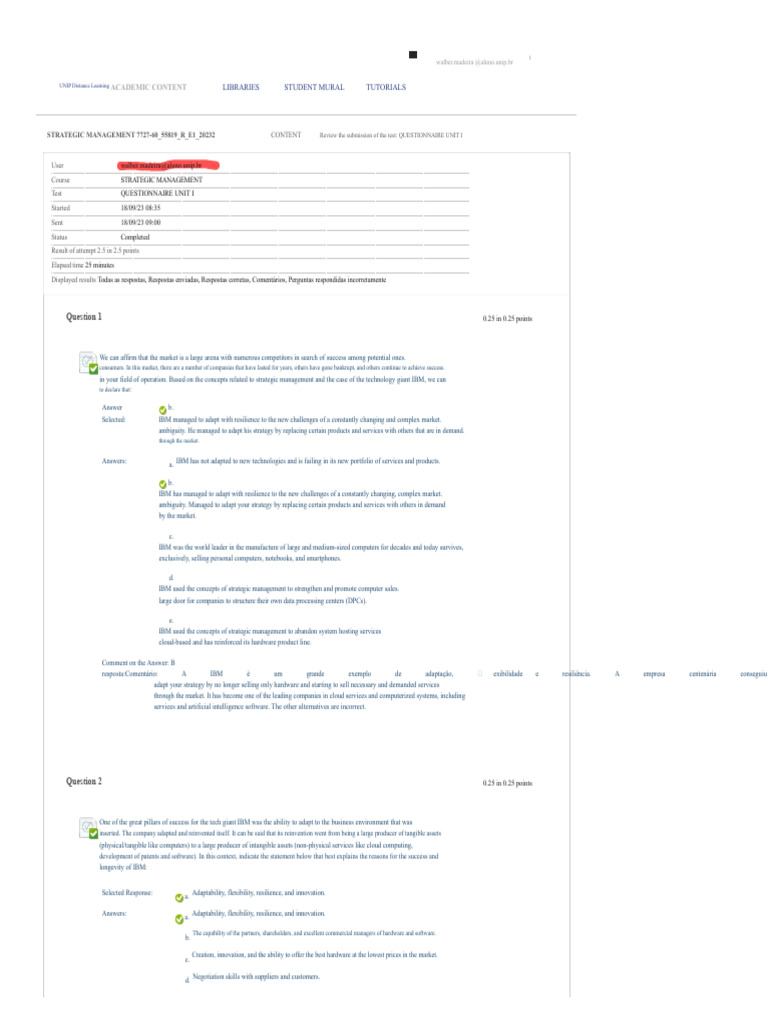 UNIP Strategic Management Questionnaire Insights | PDF | Strategic ...