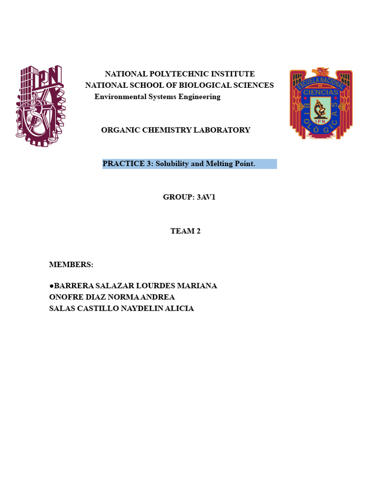 PRACTICE 3: Solubility and Melting Point | PDF | Solubility | Solvent