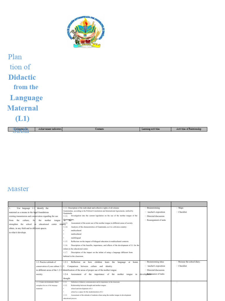 Didactic Strategies for Maternal Language Education | PDF ...