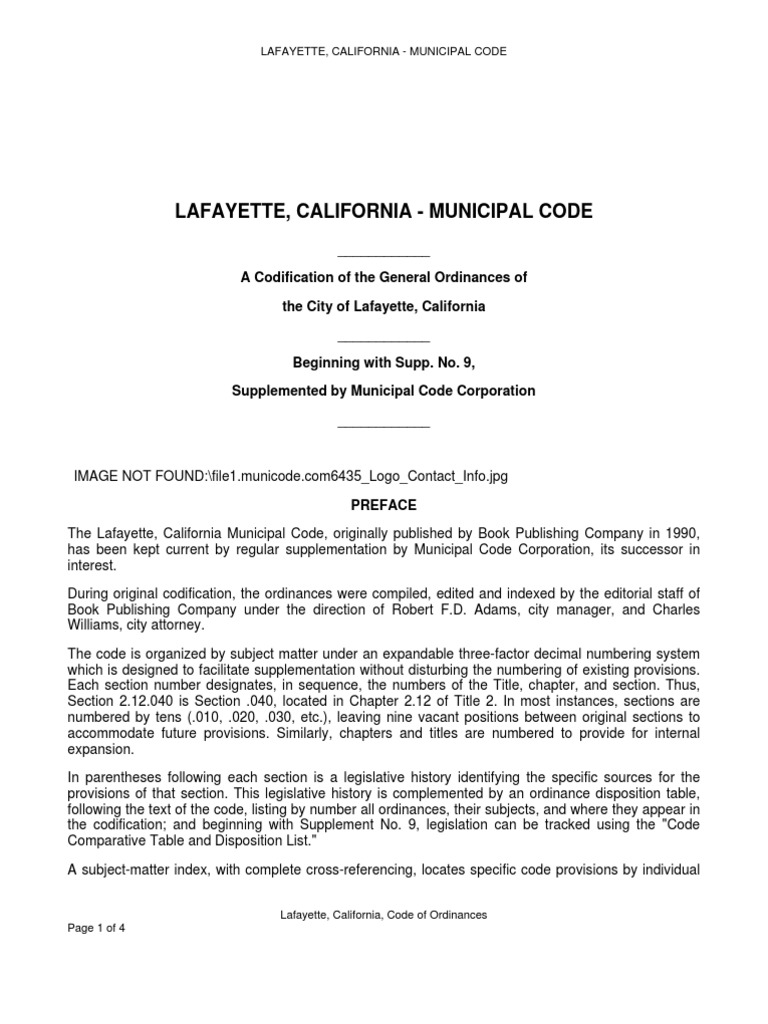 Lafayette Municipal Code PDF Codification (Law) Expense