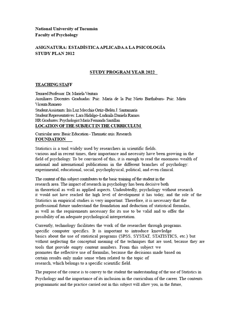 Applied Statistics in Psychology Course | PDF | Statistics | Level Of ...