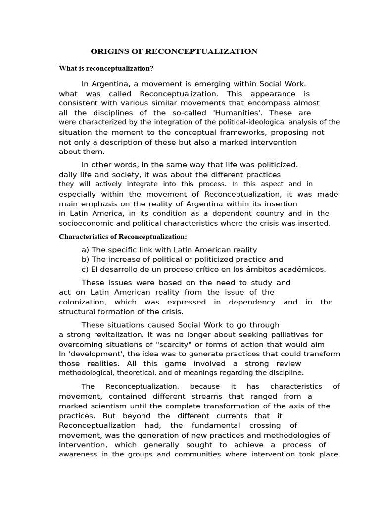 Reconceptualization in Latin American Social Work | PDF | Theory ...