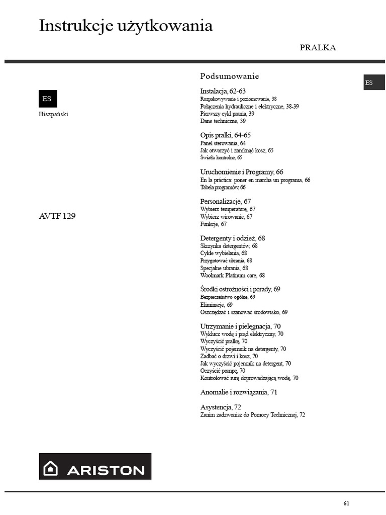 Ariston AVTF - 129 | PDF