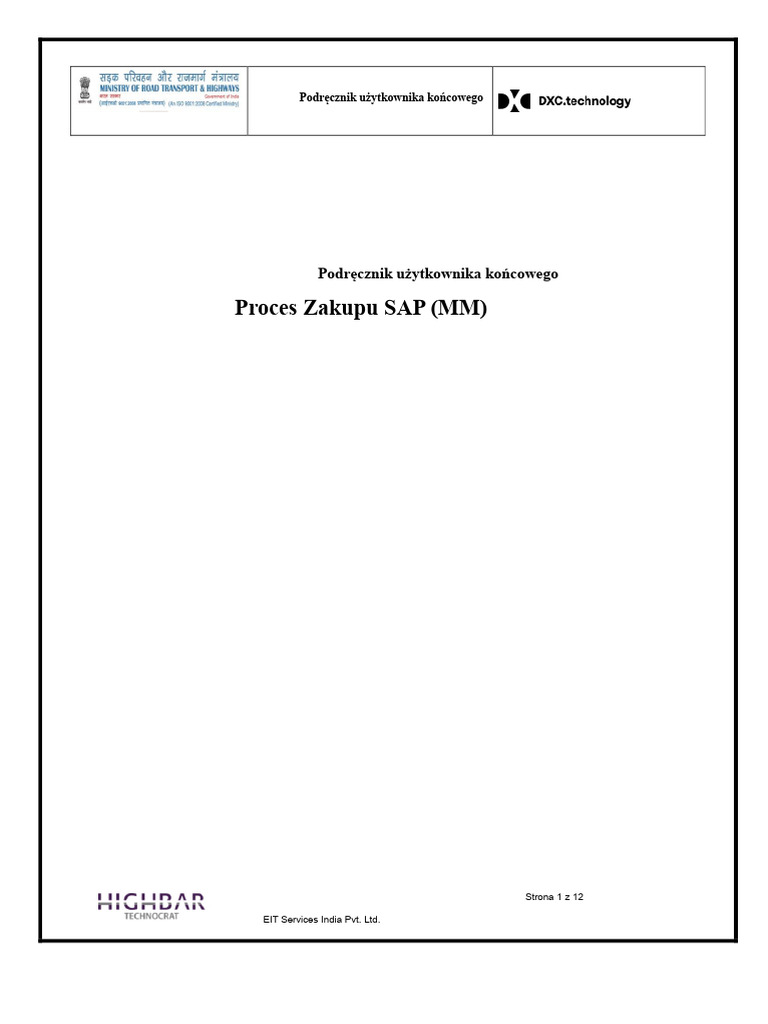 EDisha - SAP - MM - Utworzenie Mistrza Usług Dla Projektu | PDF