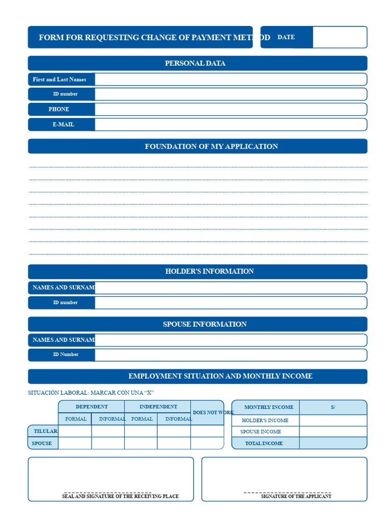 Payment Method Change Request Form | PDF