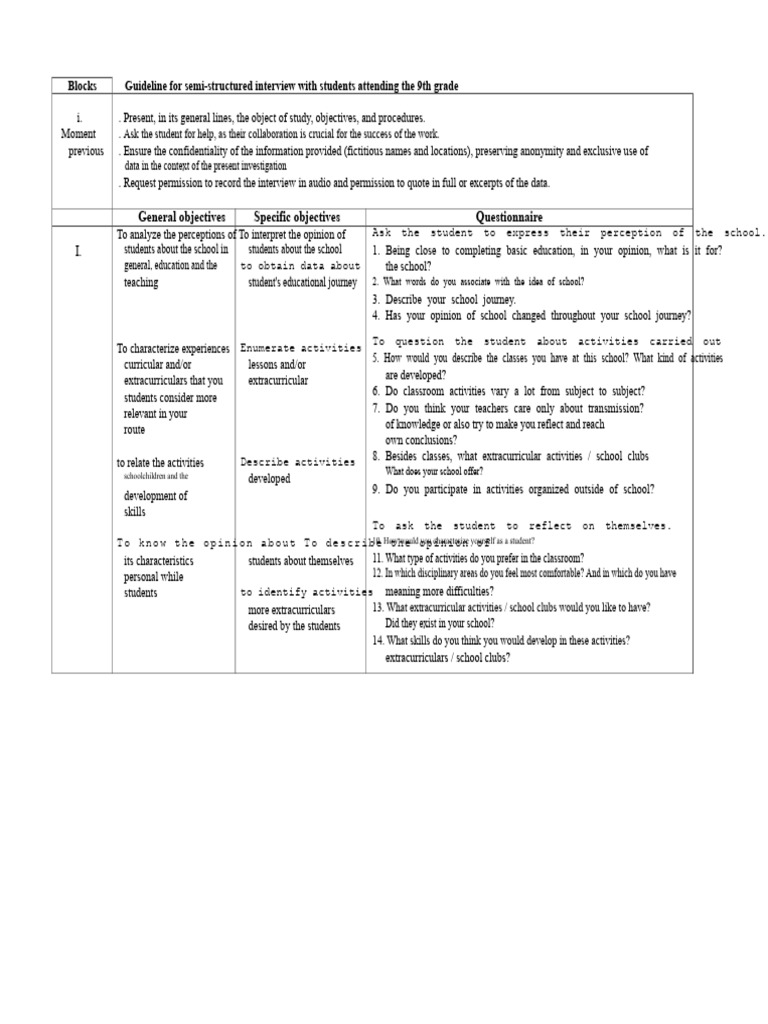 Interview Script for Students & Guardians | PDF | Data | Curriculum