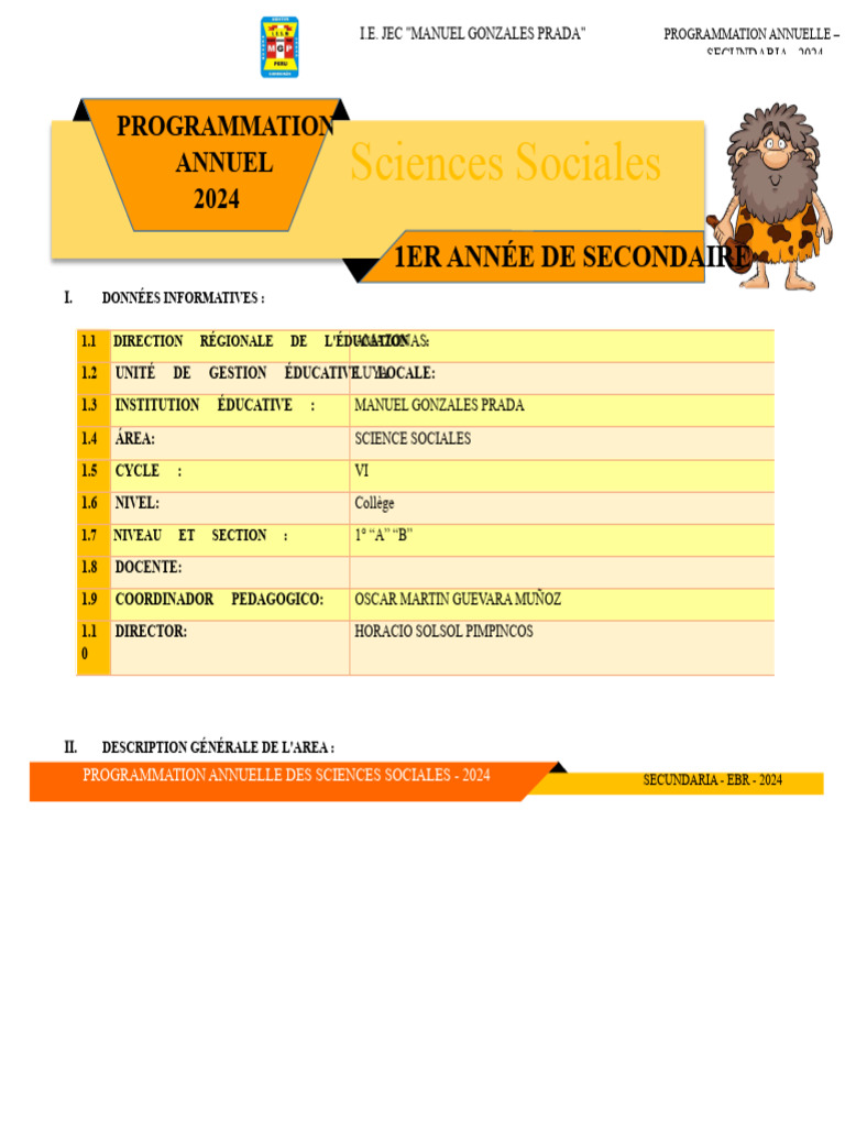 Programmation Annuelle Sciences Sociales 2024 | PDF | Environnement ...