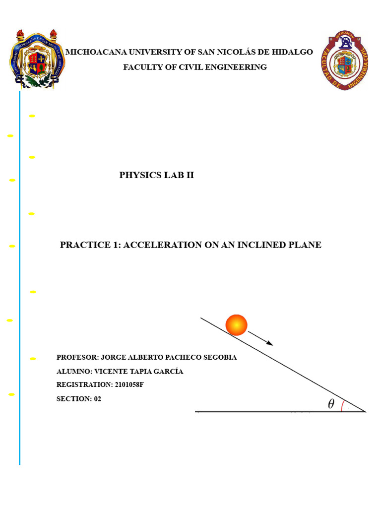 Acceleration Experiment on Inclined Plane | PDF | Force | Friction