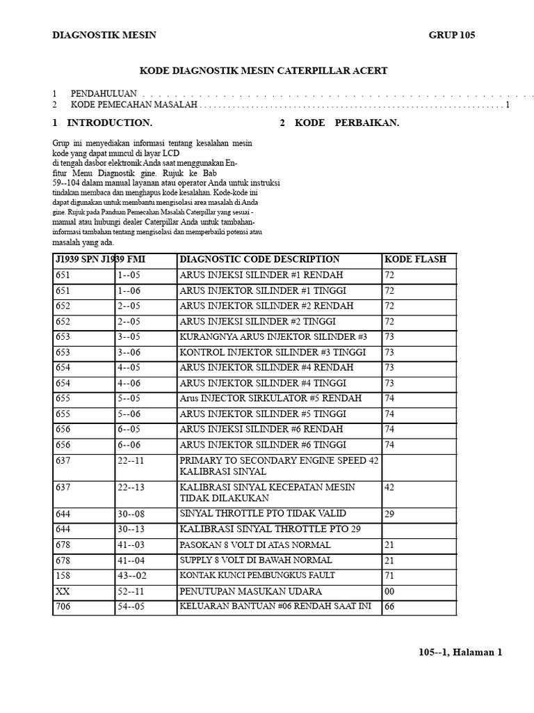 Kode Diagnostik Mesin Caterpillar ACERT | PDF
