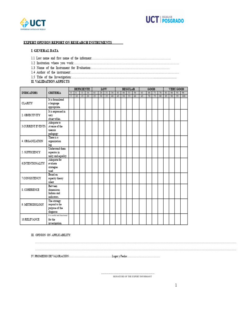 Document For Validation of Uct Instruments | PDF | Cognition | Methodology