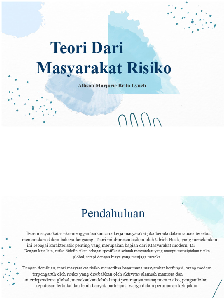 Teori Masyarakat Risiko Ulrich Beck | PDF