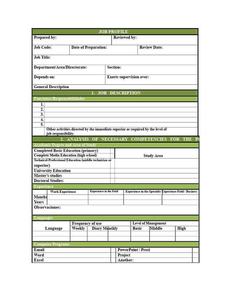 Job Profile and Competency Analysis | PDF | Risk | Leadership