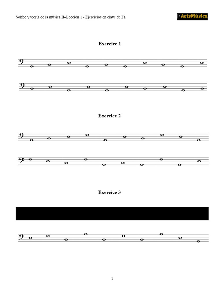 Exercices de solfège en clé de Fa | PDF