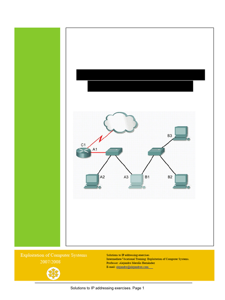 IP Addressing Exercises Solutions | PDF | Ip Address | Network Protocols