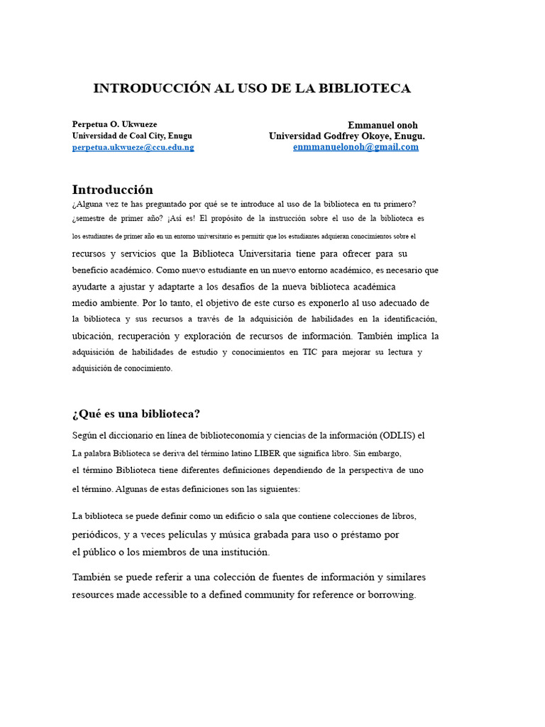 Introducción Al Uso de La Biblioteca | PDF | Bibliotecas | Biblioteca ...