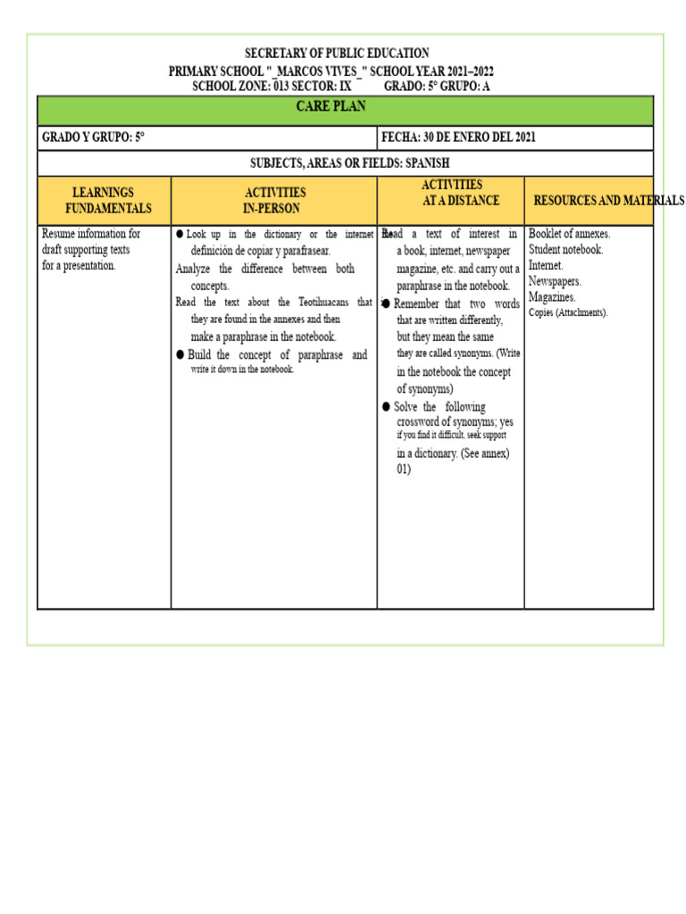 Fifth Grade Reinforcement Plan Week 1 | PDF | Sound | Verb