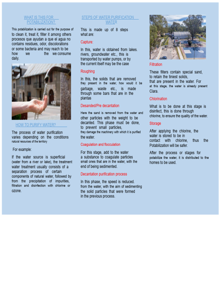 Steps in Water Purification Process | PDF | Water Purification | Water