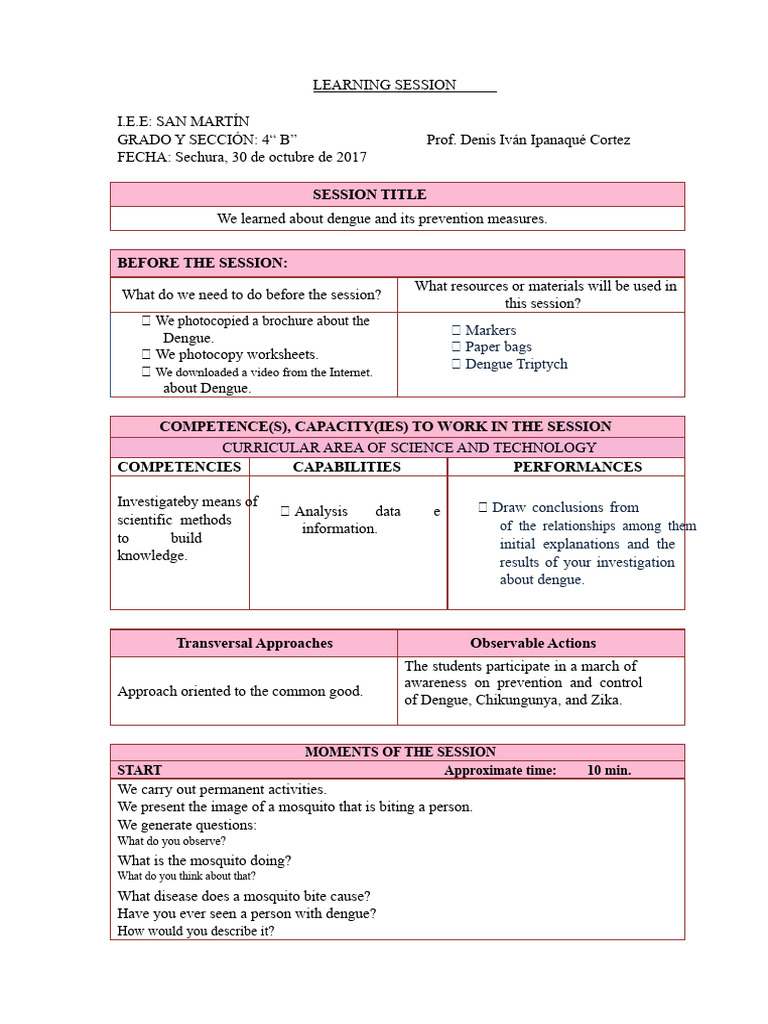 The Dengue Learning Session | PDF | Information | Inquiry