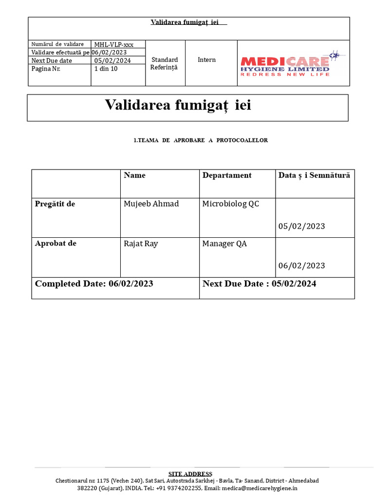 MHL-VLP-XX Validare Fumigație | PDF