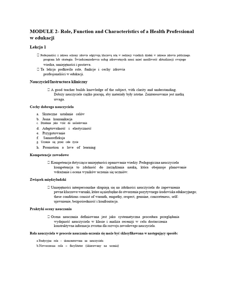 MODULE 2-Role, Function and Characteristics of A Health Professional W ...