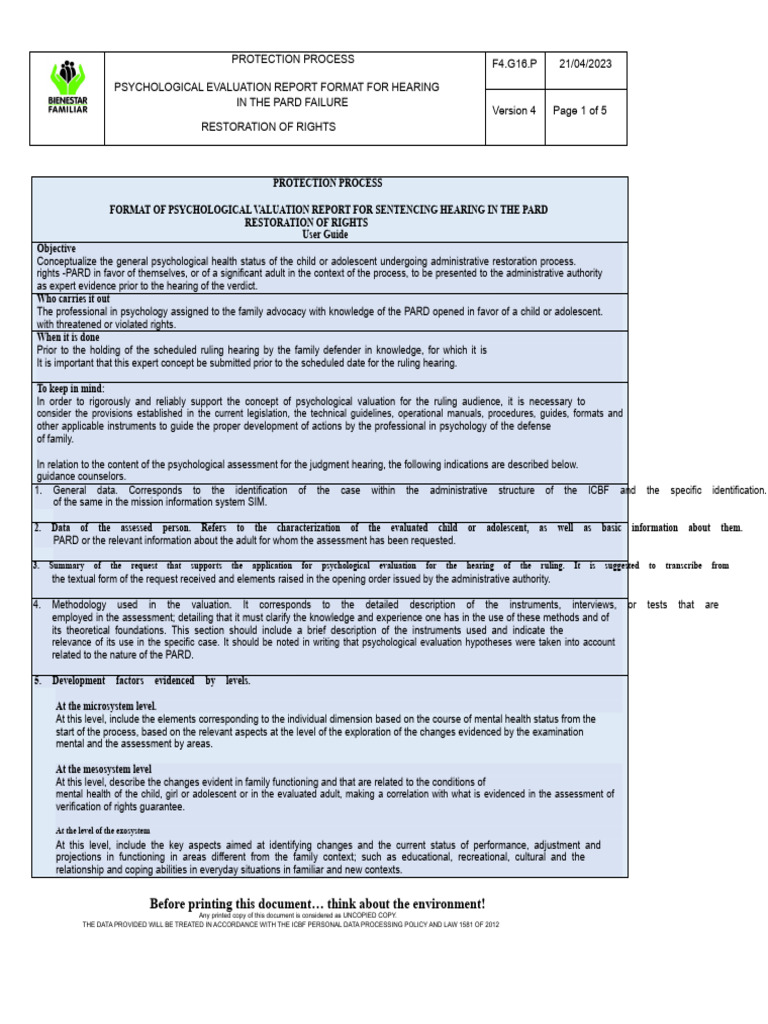 f4.g16.p Format Report Psychological Assessment For Hearing of Verdict ...