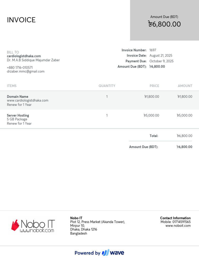 Invoice for Domain and Hosting Renewal | PDF