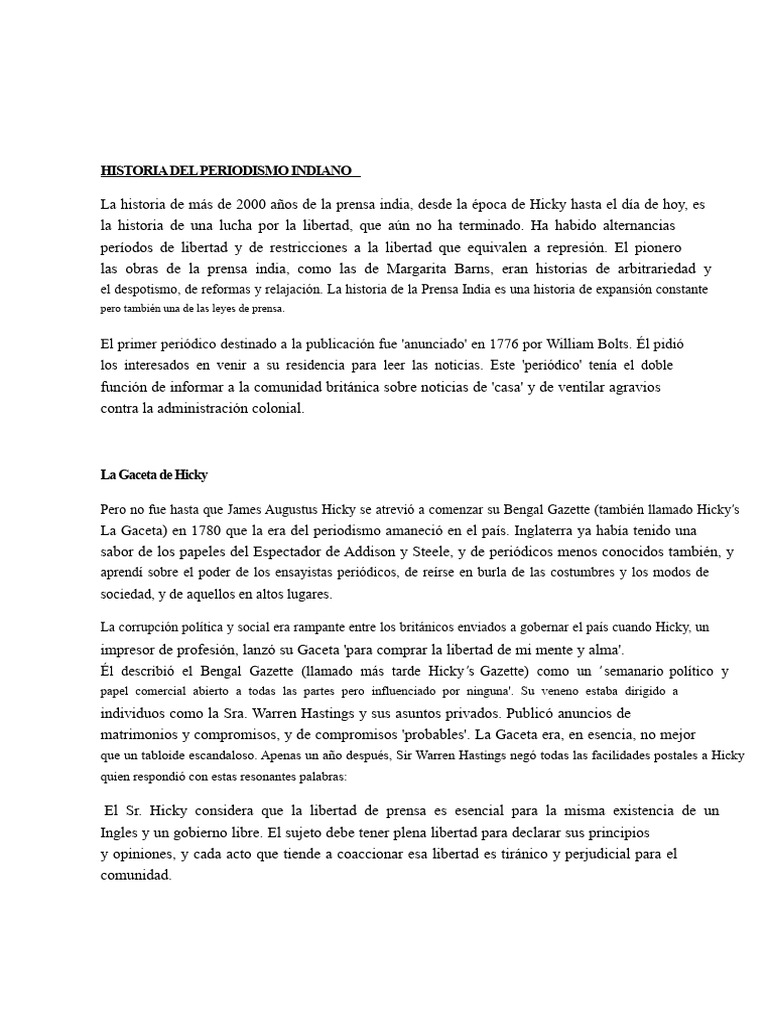 Historia Del Periodismo Indio | PDF | Raj británico | Mumbai