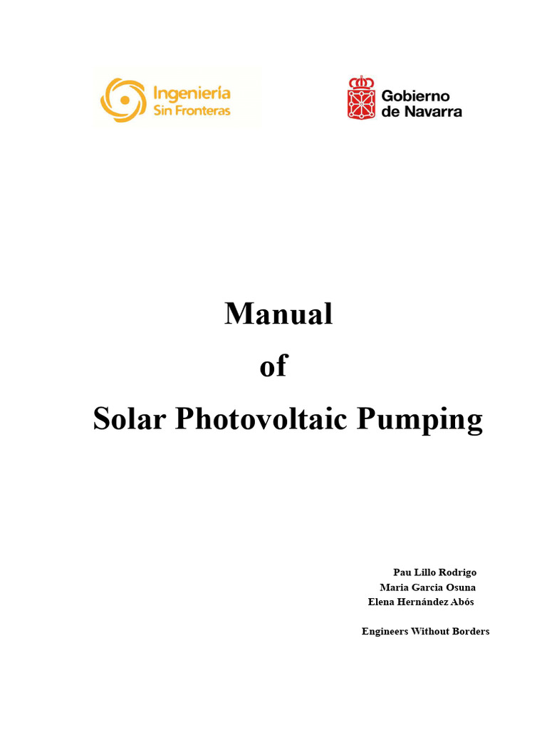 Solar Photovoltaic Pumping Manual | PDF | Photovoltaic System | Pump