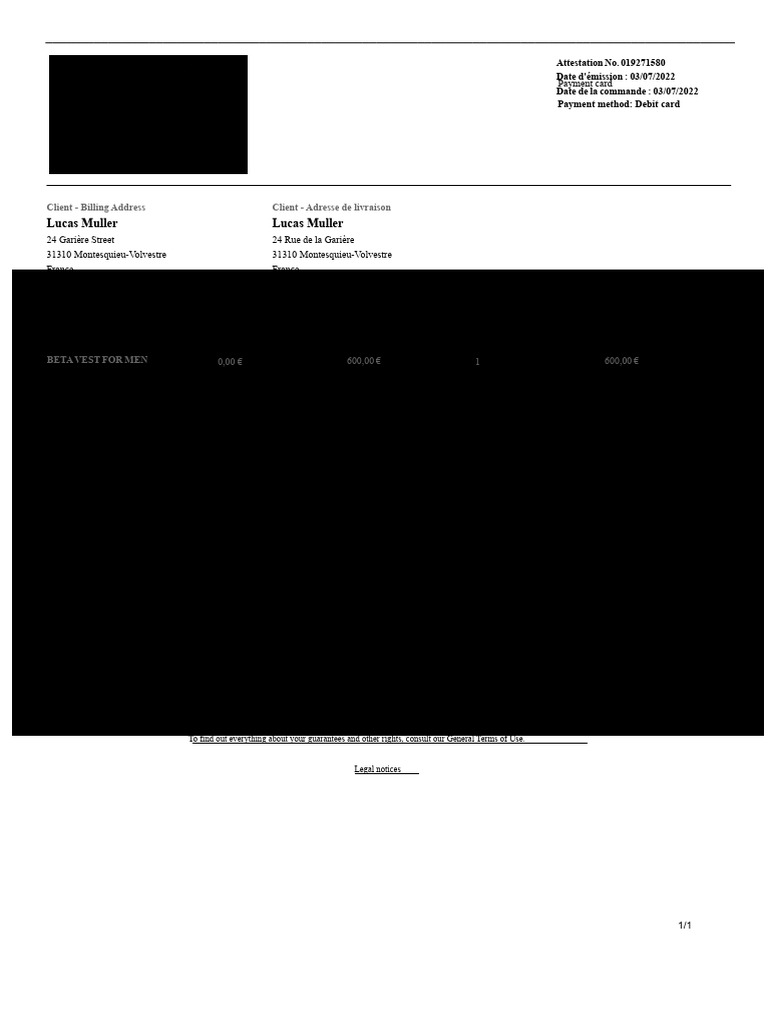 Order Confirmation for BETA Vest Purchase | PDF | Invoice | Banking ...