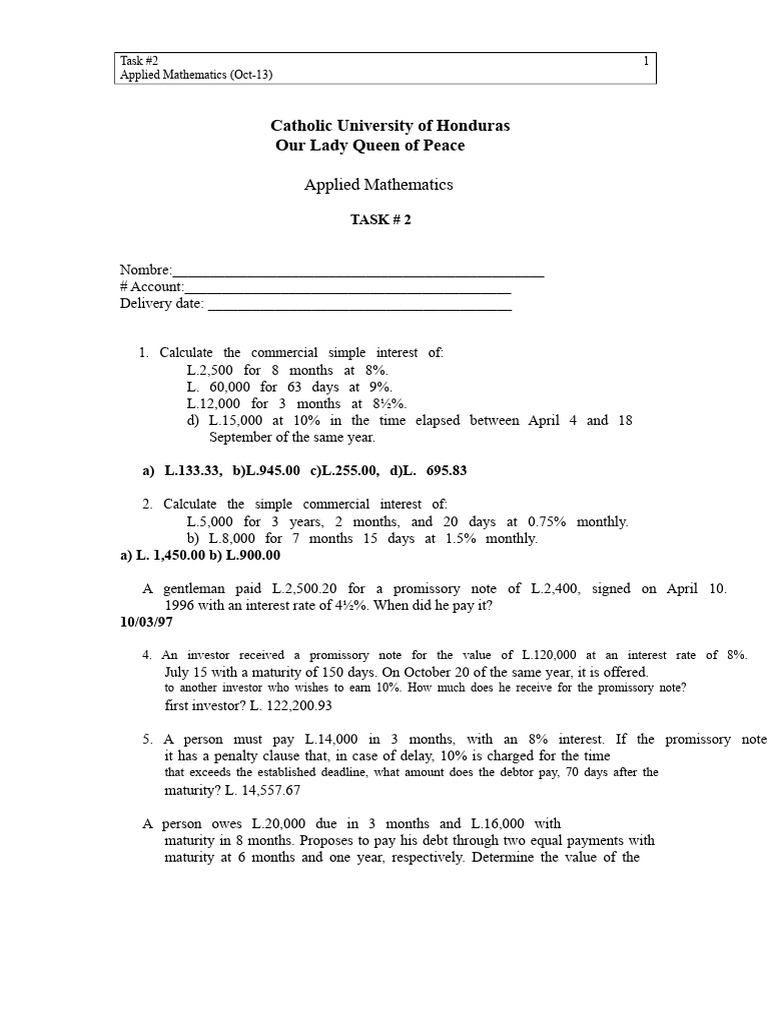 Applied Mathematics: Interest Calculations | PDF | Interest | Present Value