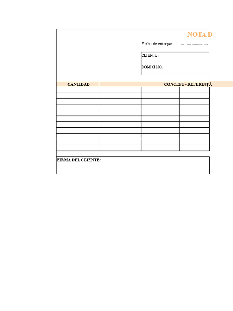 Model Notă de Livrare Excel | PDF