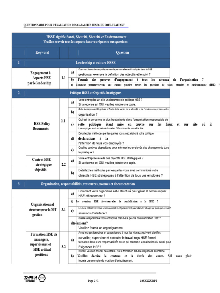 Évaluation HSSEC des Sous-Traitants | PDF | Audit | Sécurité