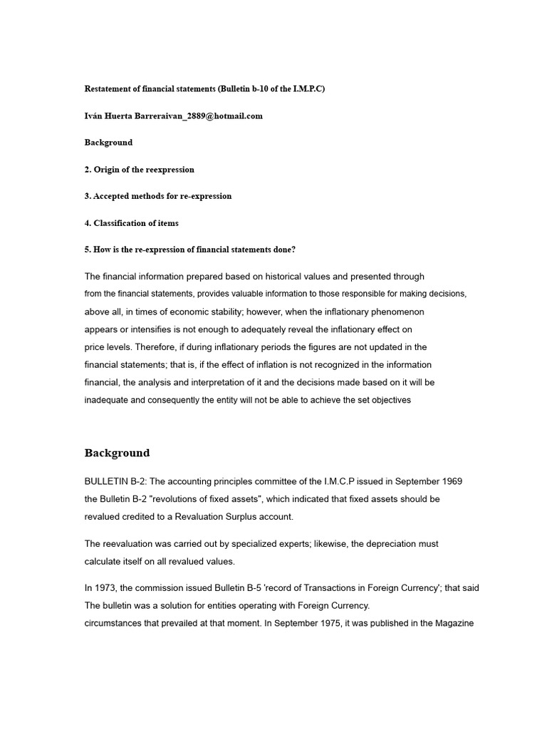 Reexpression of Financial Statements Explained | PDF | Inflation ...